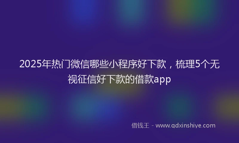 2025年热门微信哪些小程序好下款，梳理5个无视征信好下款的借款app