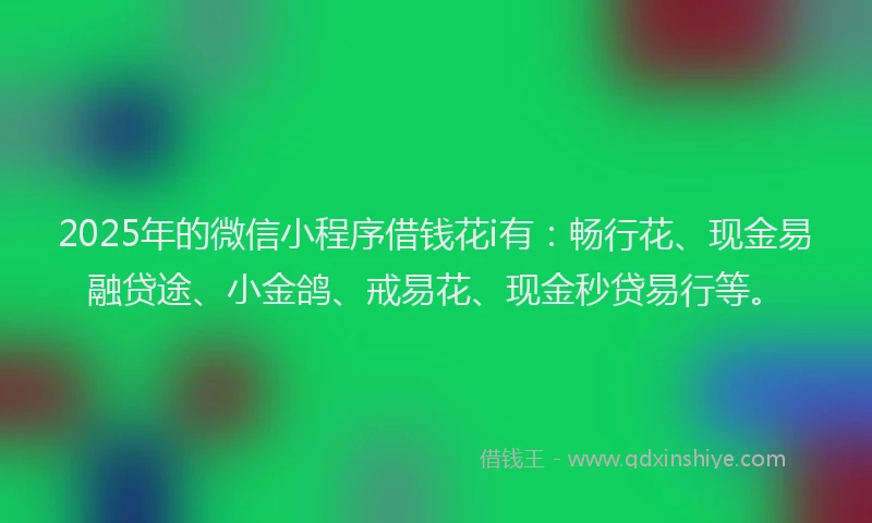 2025年的微信小程序借钱花i有：畅行花、现金易融贷途、小金鸽、戒易花、现金秒贷易行等。