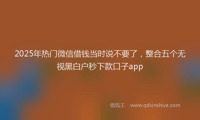 2025年热门微信借钱当时说不要了，整合五个无视黑白户秒下款口子app