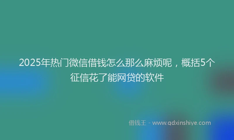 2025年热门微信借钱怎么那么麻烦呢，概括5个征信花了能网贷的软件