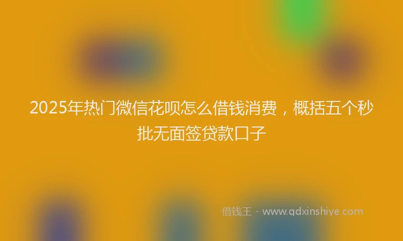 2025年热门微信花呗怎么借钱消费，概括五个秒批无面签贷款口子
