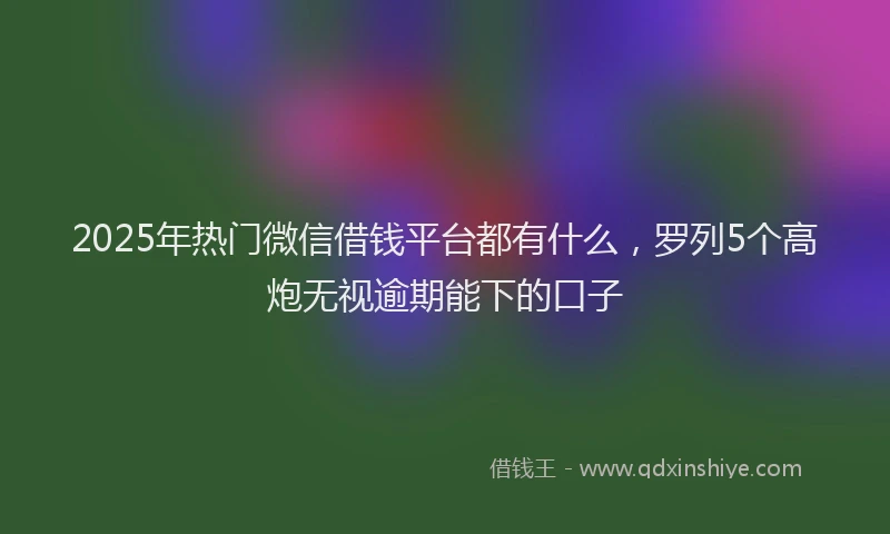 2025年热门微信借钱平台都有什么，罗列5个高炮无视逾期能下的口子