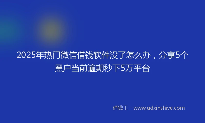 2025年热门微信借钱软件没了怎么办，分享5个黑户当前逾期秒下5万平台