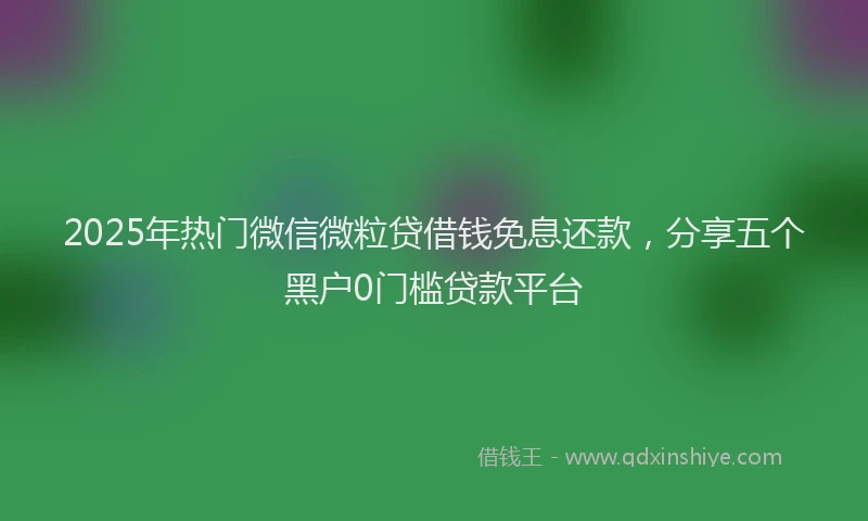 2025年热门微信微粒贷借钱免息还款，分享五个黑户0门槛贷款平台