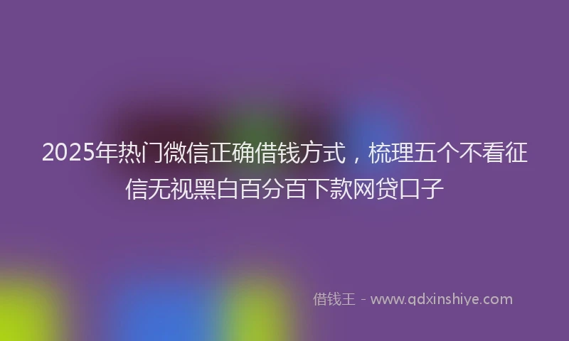 2025年热门微信正确借钱方式，梳理五个不看征信无视黑白百分百下款网贷口子