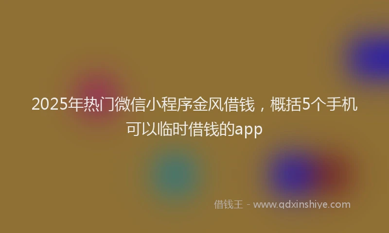 2025年热门微信小程序金风借钱，概括5个手机可以临时借钱的app