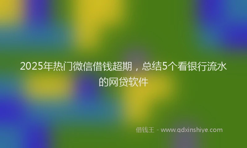 2025年热门微信借钱超期，总结5个看银行流水的网贷软件