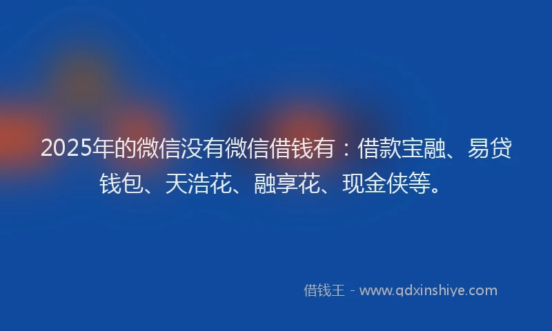 2025年的微信没有微信借钱有：借款宝融、易贷钱包、天浩花、融享花、现金侠等。