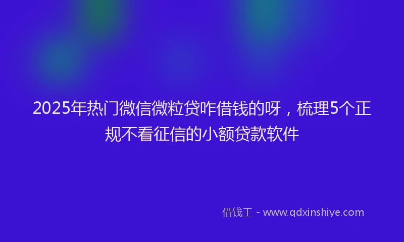 2025年热门微信微粒贷咋借钱的呀，梳理5个正规不看征信的小额贷款软件