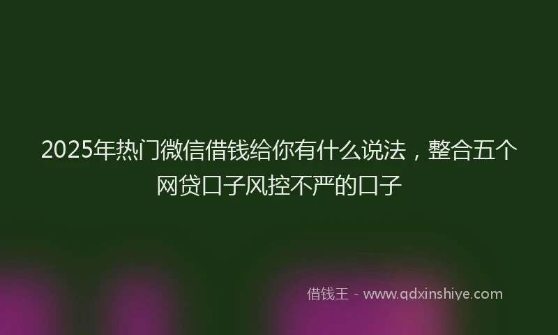 2025年热门微信借钱给你有什么说法，整合五个网贷口子风控不严的口子