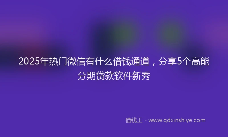 2025年热门微信有什么借钱通道，分享5个高能分期贷款软件新秀
