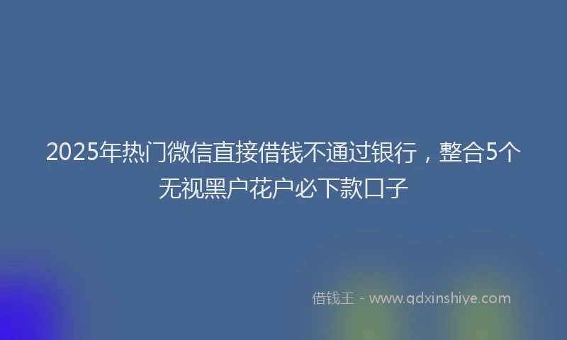 2025年热门微信直接借钱不通过银行，整合5个无视黑户花户必下款口子