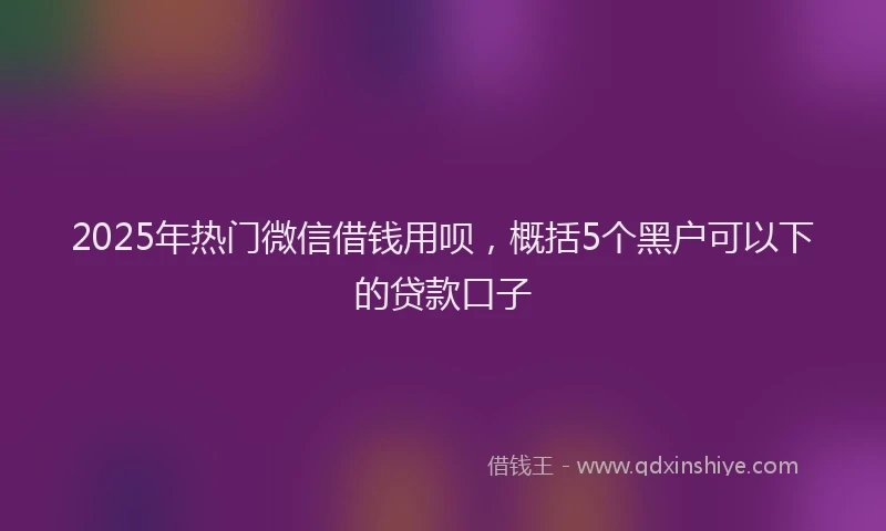 2025年热门微信借钱用呗，概括5个黑户可以下的贷款口子