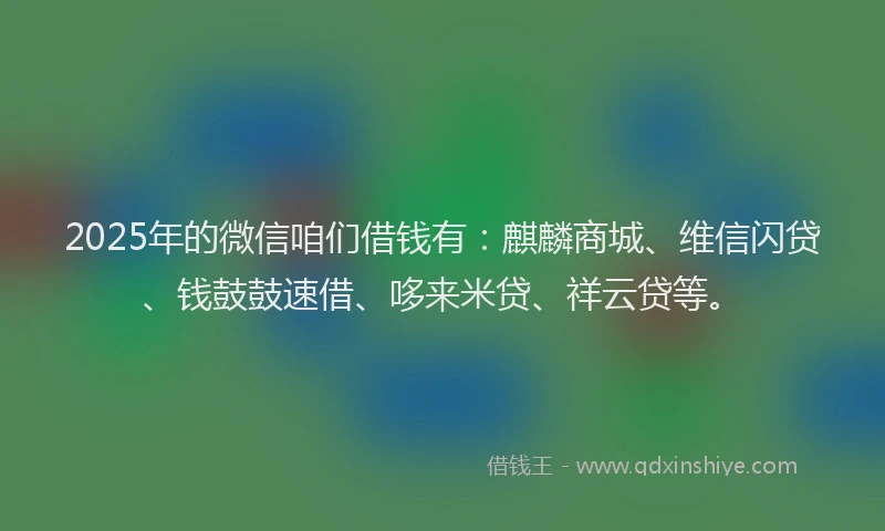 2025年的微信咱们借钱有：麒麟商城、维信闪贷、钱鼓鼓速借、哆来米贷、祥云贷等。