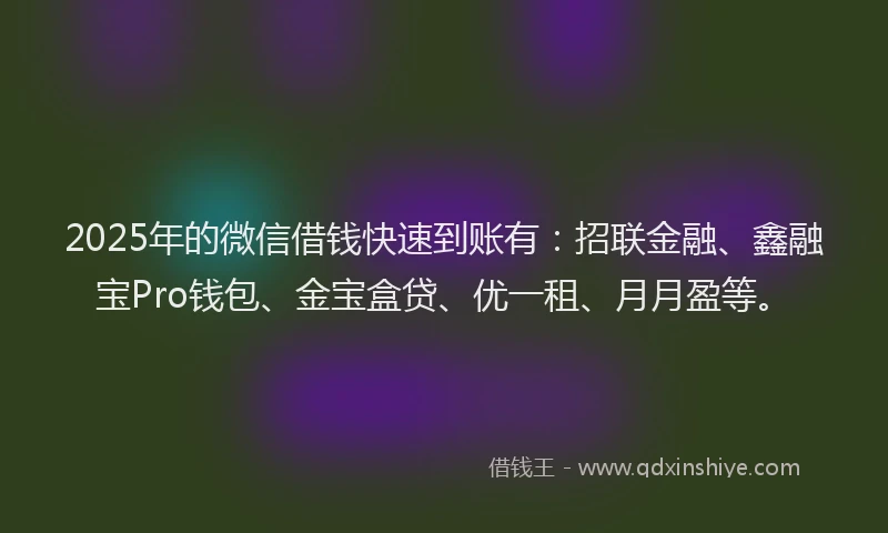 2025年的微信借钱快速到账有：招联金融、鑫融宝Pro钱包、金宝盒贷、优一租、月月盈等。