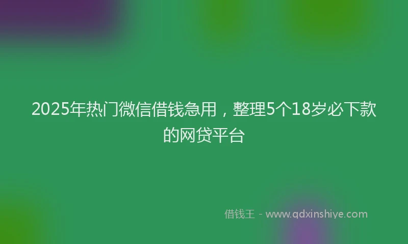 2025年热门微信借钱急用，整理5个18岁必下款的网贷平台