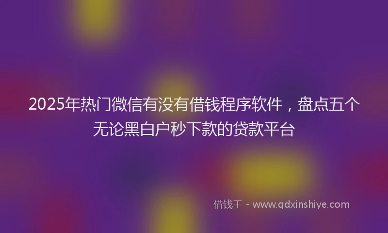 2025年热门微信有没有借钱程序软件，盘点五个无论黑白户秒下款的贷款平台