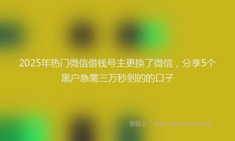 2025年热门微信借钱号主更换了微信，分享5个黑户急需三万秒到的的口子