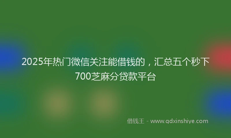 2025年热门微信关注能借钱的，汇总五个秒下700芝麻分贷款平台