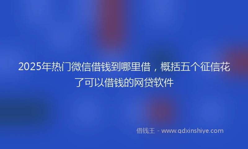 2025年热门微信借钱到哪里借，概括五个征信花了可以借钱的网贷软件