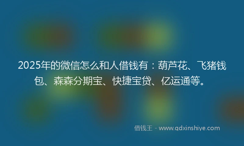 2025年的微信怎么和人借钱有：葫芦花、飞猪钱包、森森分期宝、快捷宝贷、亿运通等。
