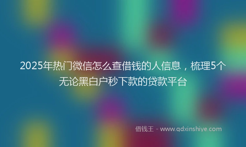 2025年热门微信怎么查借钱的人信息，梳理5个无论黑白户秒下款的贷款平台