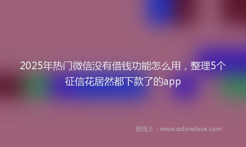 2025年热门微信没有借钱功能怎么用，整理5个征信花居然都下款了的app