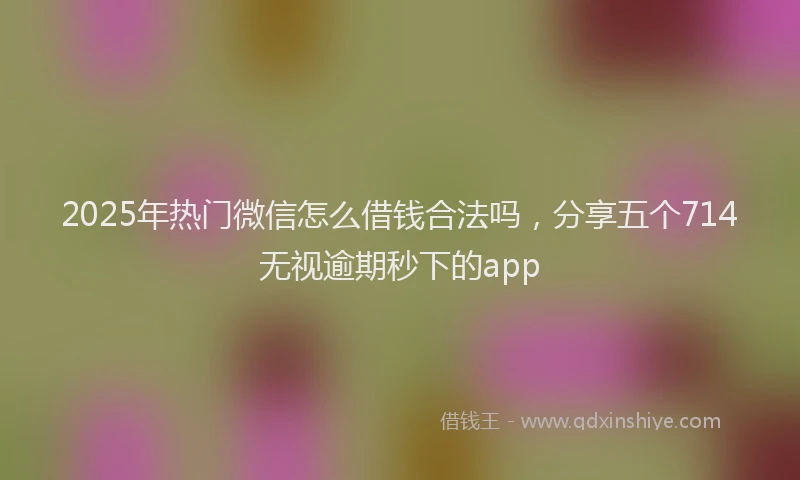 2025年热门微信怎么借钱合法吗，分享五个714无视逾期秒下的app