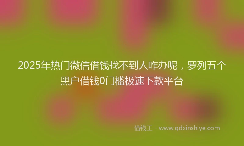 2025年热门微信借钱找不到人咋办呢，罗列五个黑户借钱0门槛极速下款平台