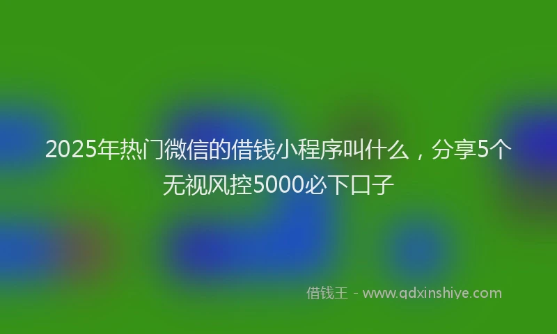 2025年热门微信的借钱小程序叫什么，分享5个无视风控5000必下口子