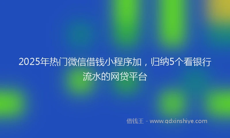 2025年热门微信借钱小程序加，归纳5个看银行流水的网贷平台