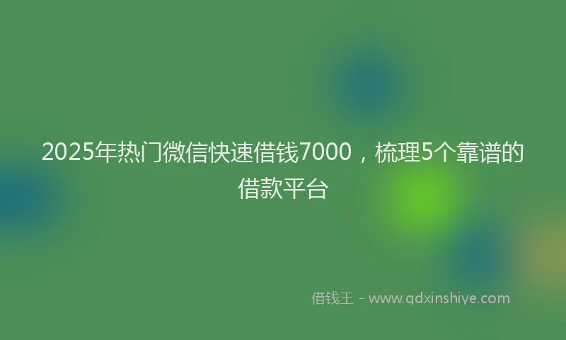 2025年热门微信快速借钱7000，梳理5个靠谱的借款平台