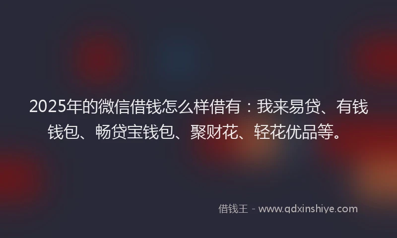 2025年的微信借钱怎么样借有：我来易贷、有钱钱包、畅贷宝钱包、聚财花、轻花优品等。