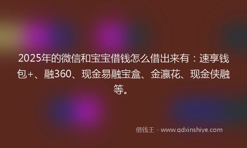 2025年的微信和宝宝借钱怎么借出来有：速享钱包+、融360、现金易融宝盒、金瀛花、现金侠融等。