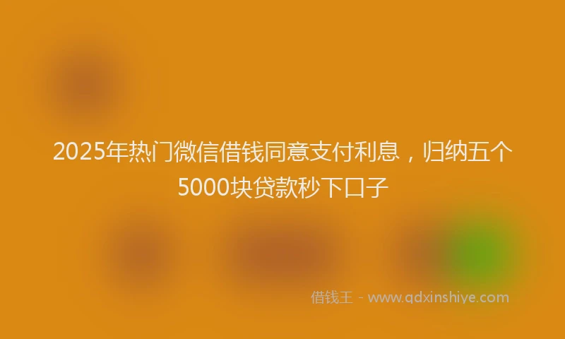 2025年热门微信借钱同意支付利息，归纳五个5000块贷款秒下口子