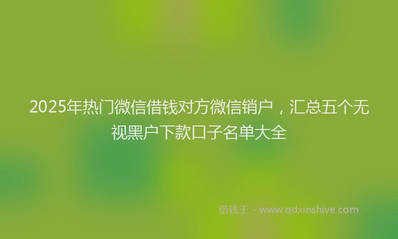 2025年热门微信借钱对方微信销户，汇总五个无视黑户下款口子名单大全