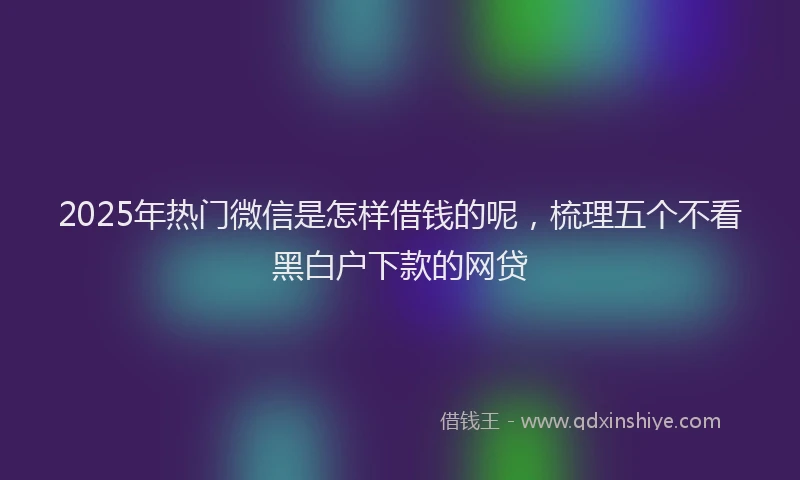 2025年热门微信是怎样借钱的呢，梳理五个不看黑白户下款的网贷