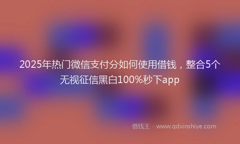2025年热门微信支付分如何使用借钱，整合5个无视征信黑白100%秒下app