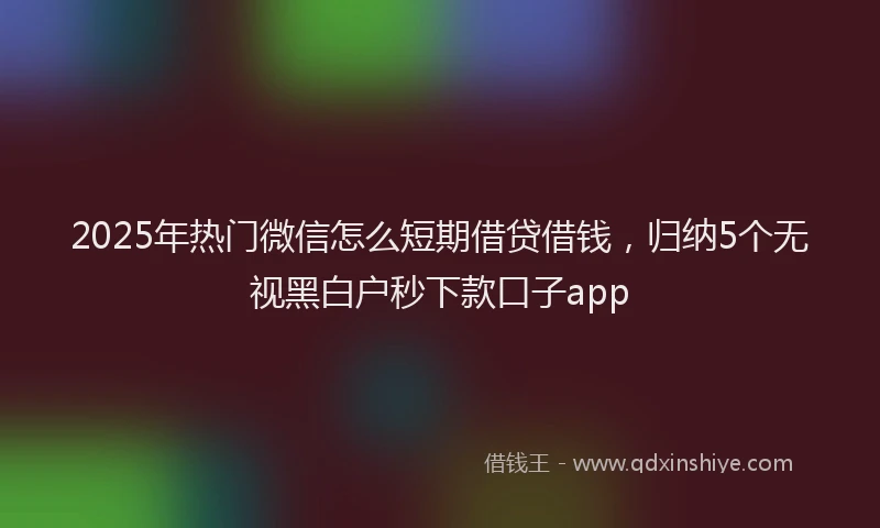 2025年热门微信怎么短期借贷借钱，归纳5个无视黑白户秒下款口子app