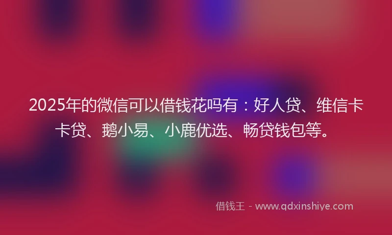 2025年的微信可以借钱花吗有：好人贷、维信卡卡贷、鹅小易、小鹿优选、畅贷钱包等。