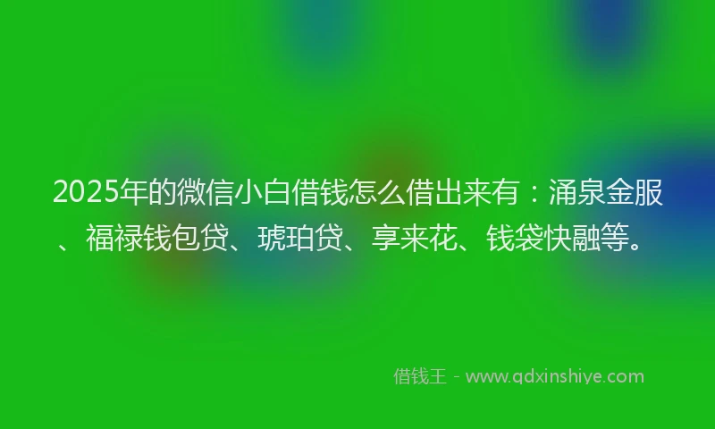 2025年的微信小白借钱怎么借出来有：涌泉金服、福禄钱包贷、琥珀贷、享来花、钱袋快融等。