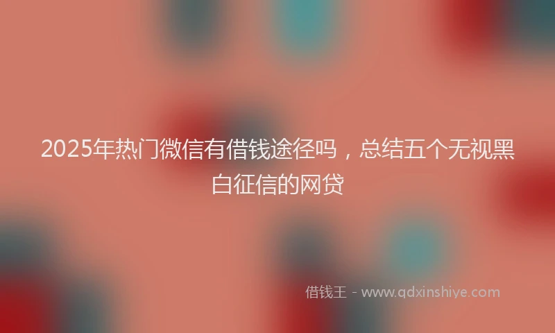 2025年热门微信有借钱途径吗，总结五个无视黑白征信的网贷