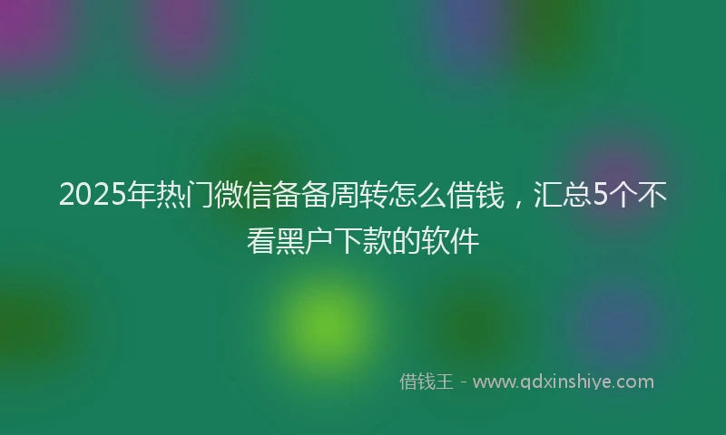 2025年热门微信备备周转怎么借钱，汇总5个不看黑户下款的软件