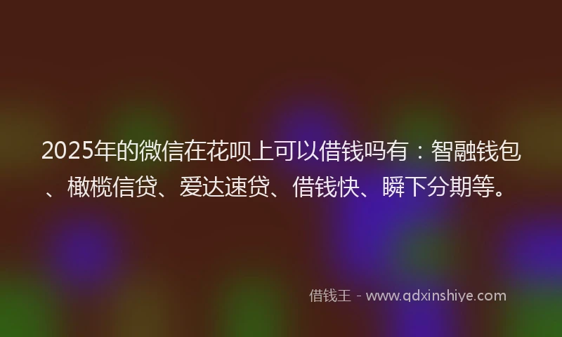 2025年的微信在花呗上可以借钱吗有：智融钱包、橄榄信贷、爱达速贷、借钱快、瞬下分期等。