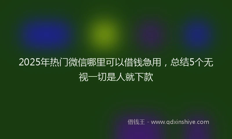2025年热门微信哪里可以借钱急用，总结5个无视一切是人就下款