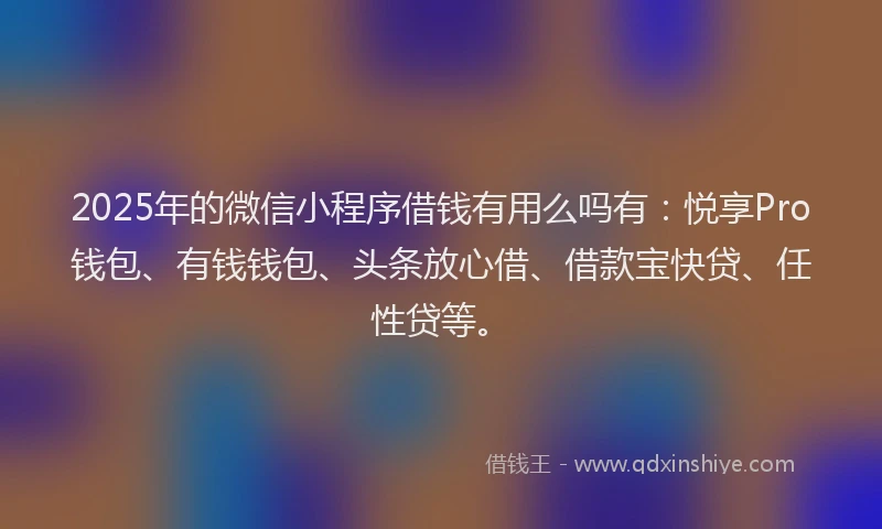 2025年的微信小程序借钱有用么吗有：悦享Pro钱包、有钱钱包、头条放心借、借款宝快贷、任性贷等。