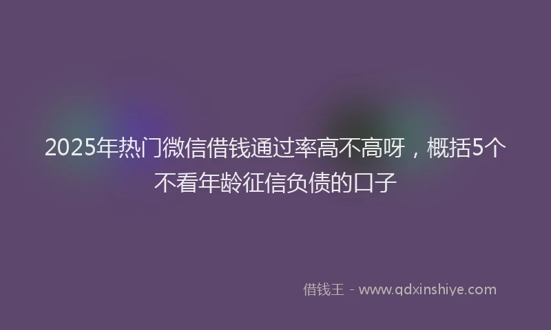 2025年热门微信借钱通过率高不高呀，概括5个不看年龄征信负债的口子