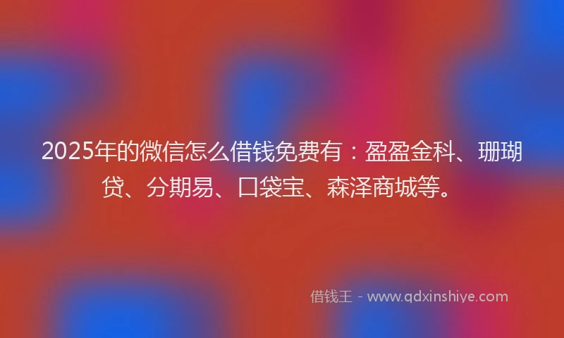 2025年的微信怎么借钱免费有：盈盈金科、珊瑚贷、分期易、口袋宝、森泽商城等。