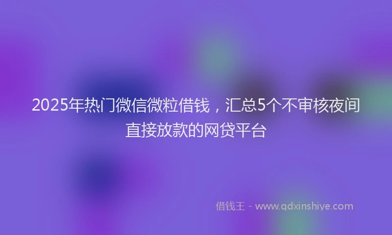 2025年热门微信微粒借钱，汇总5个不审核夜间直接放款的网贷平台