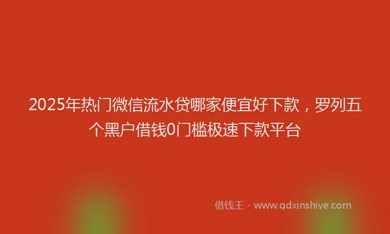 2025年热门微信流水贷哪家便宜好下款，罗列五个黑户借钱0门槛极速下款平台